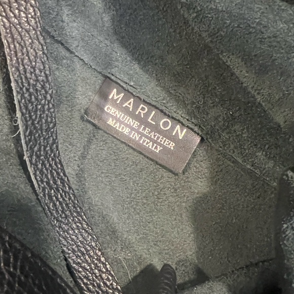 MARLON Genuine Italian Leather Minimalist Black Leather Shoulder Tote - Picture 2 of 4